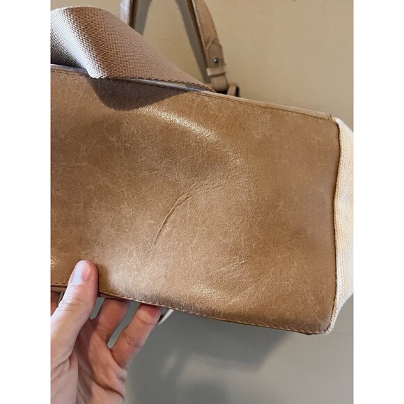 Botkier Cotton Canvas Woven Tote White & Brown Medium Purse - Picture 8 of 13